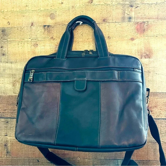 Vintage Samsonite Genuine Leather Portfolio/Briefcase/Laptop Messenger Bag - Picture 2 of 15